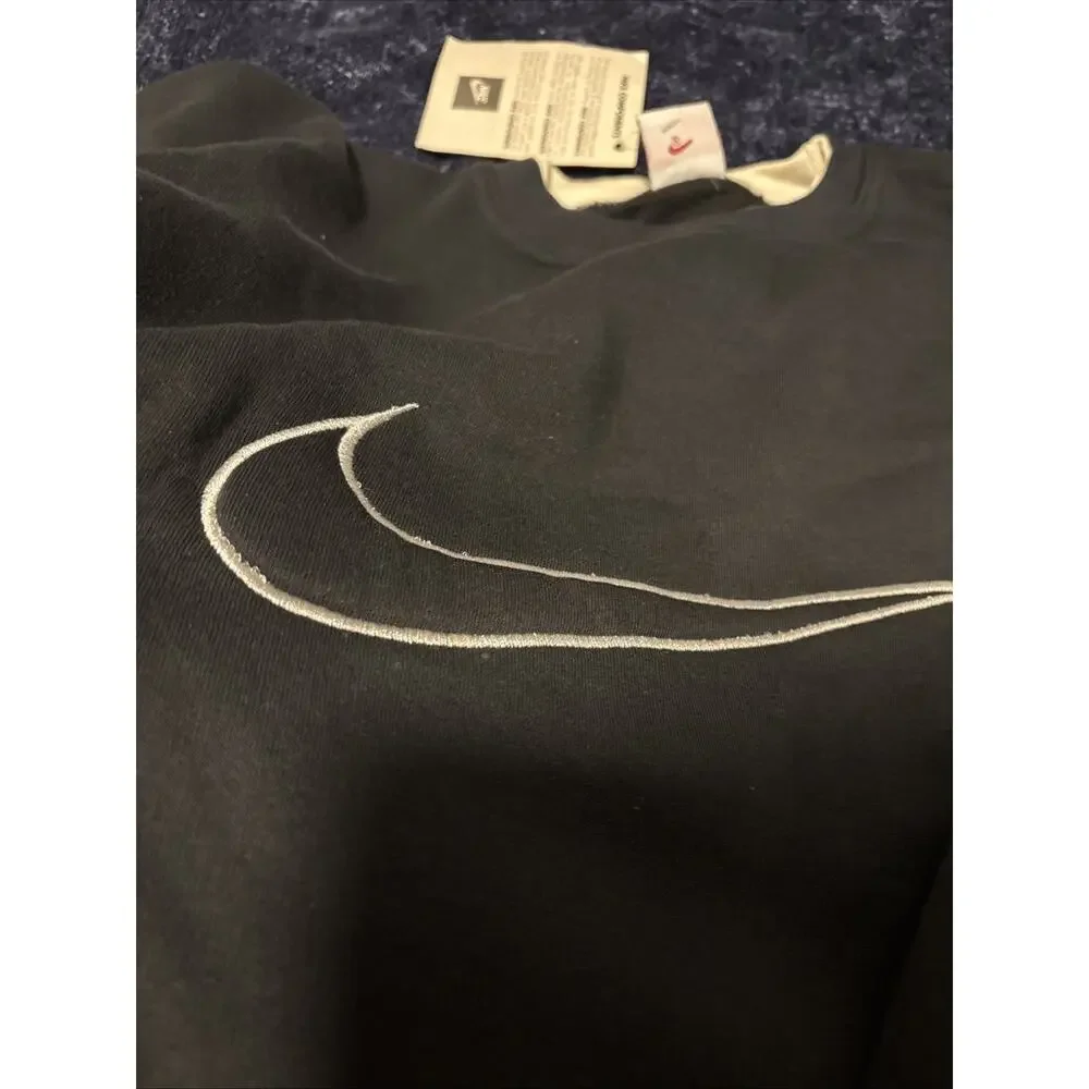 Vintage 90s Nike Components Black Crewneck Sweatshirt Chest Swoosh Large USA NWT